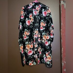 Floral Black Kimono Cardigan
